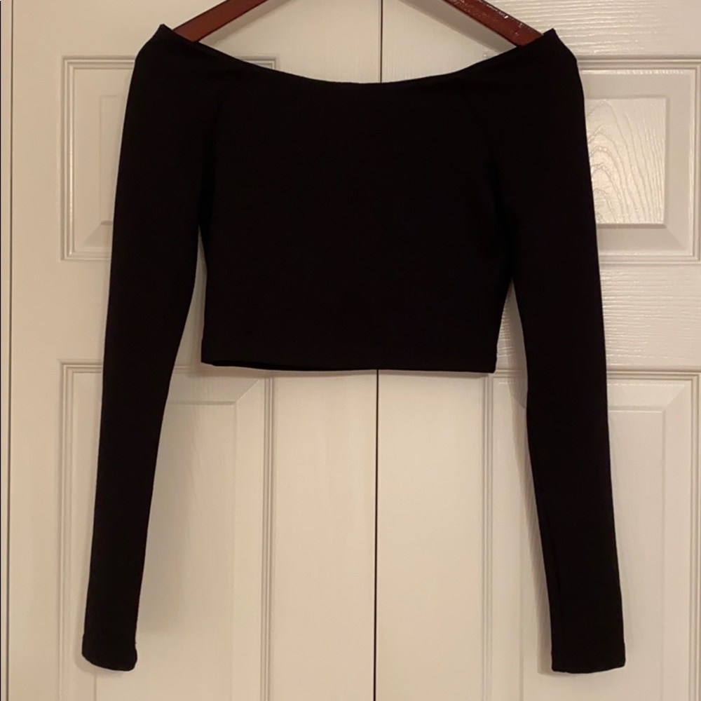 Torn by Ronny Kobo off the Shoulder Crop Top